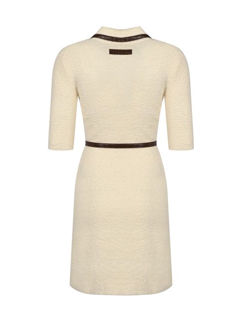 Abito in maglia bouclé con inserti in vinile Marrone Elisabetta Franchi | AM31S57E2EG2